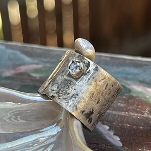Raw Diamond & Sterling Handmade WIDE Band
